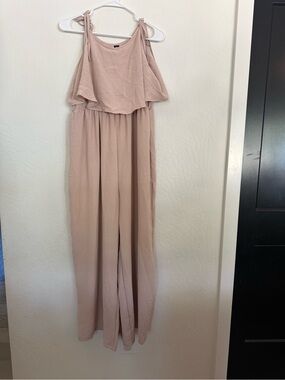 SHEIN Blush Tie-Shoulder Jumpsuit